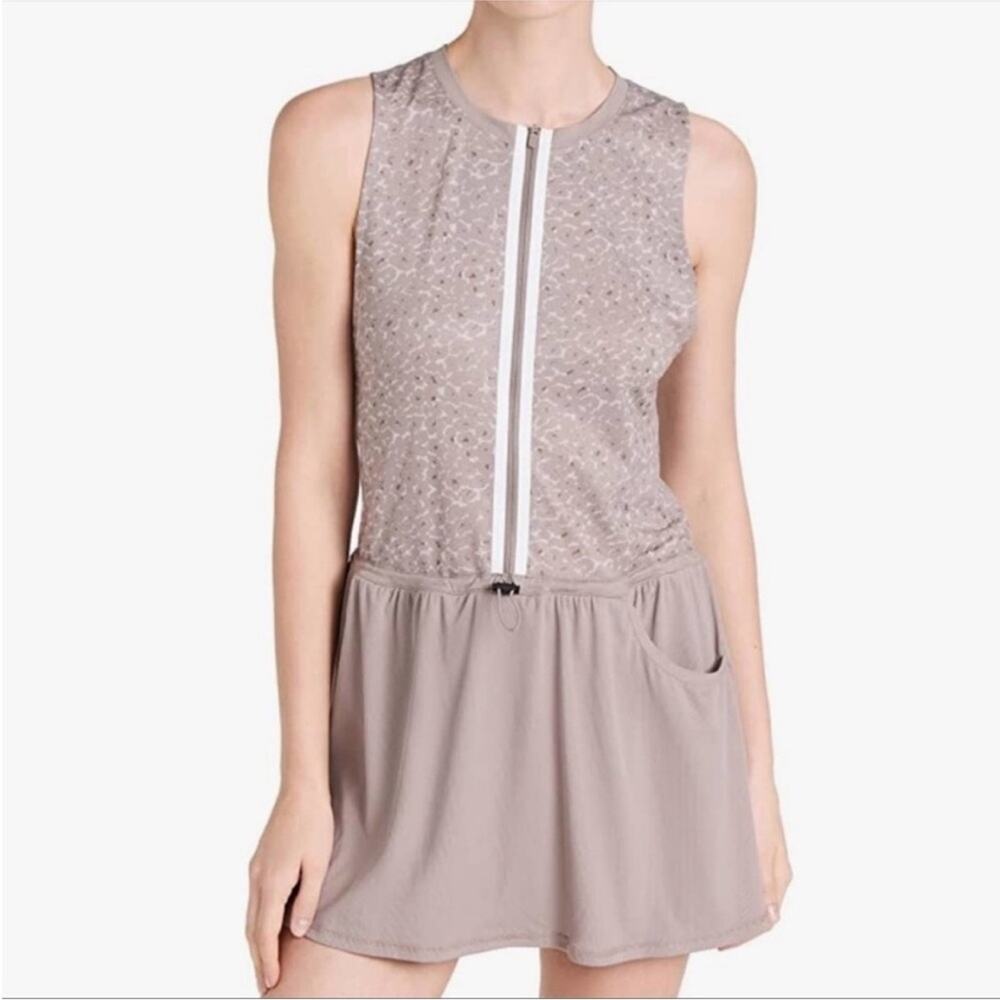 Varley Lagoda Tennis Pickleball Dress Taupe Cluster Leopard Textured SMALL NWT